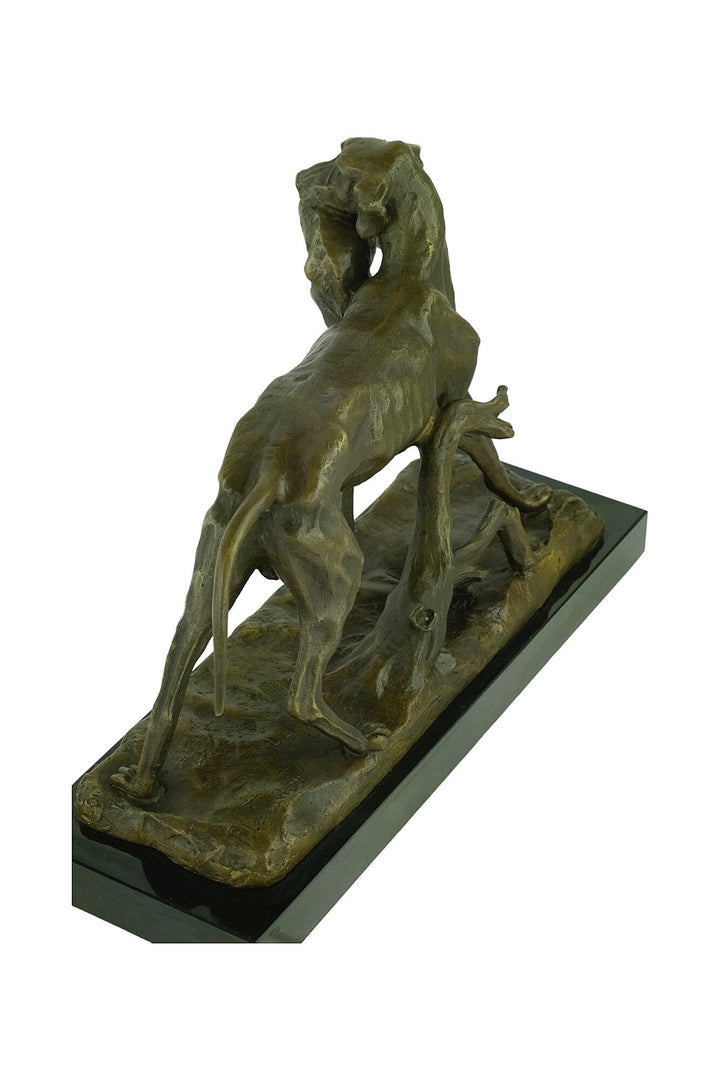 Bronze Sculpture of a Hunting Dog with Hare in Prosper Lecourtier Style Bronze Hunting Sculpture Animal Statue Hunting Decoration Hound