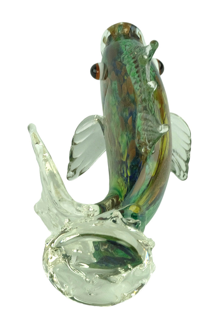 Glass Fish Sculpture in Murano Style Animal Art Figurine Fishing Lovers Gift Predator Fish Statue Fisher Gift Italian Design Sculpture