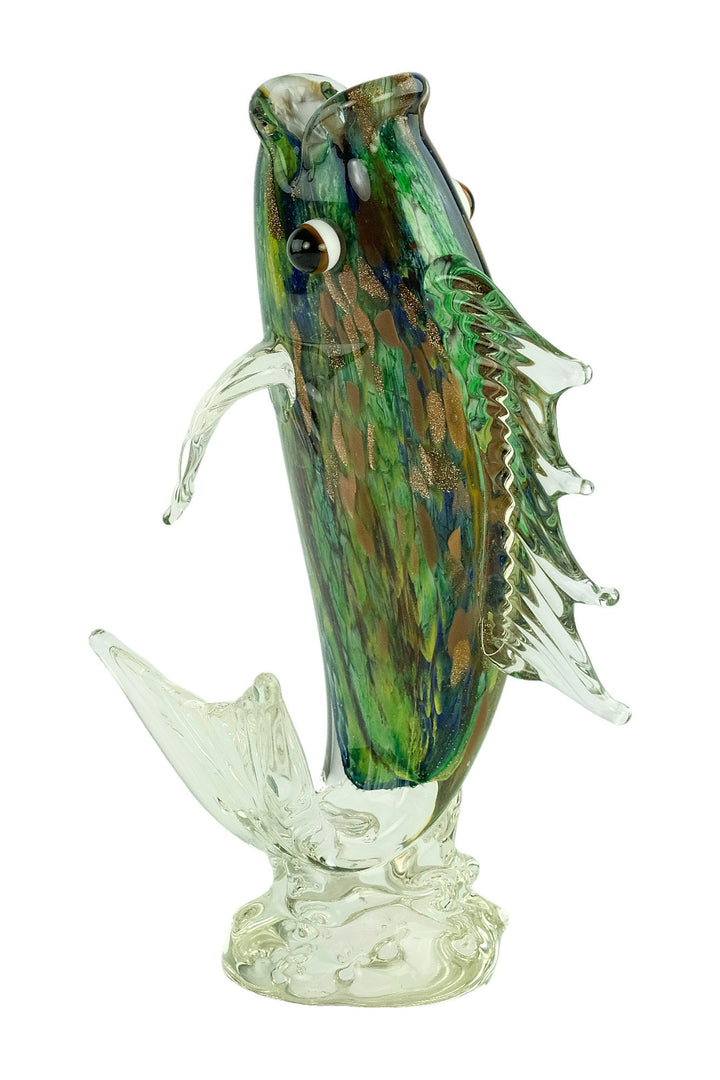 Glass Fish Sculpture in Murano Style Animal Art Figurine Fishing Lovers Gift Predator Fish Statue Fisher Gift Italian Design Sculpture