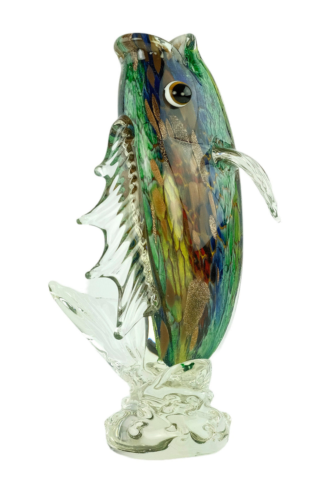 Glass Fish Sculpture in Murano Style Animal Art Figurine Fishing Lovers Gift Predator Fish Statue Fisher Gift Italian Design Sculpture