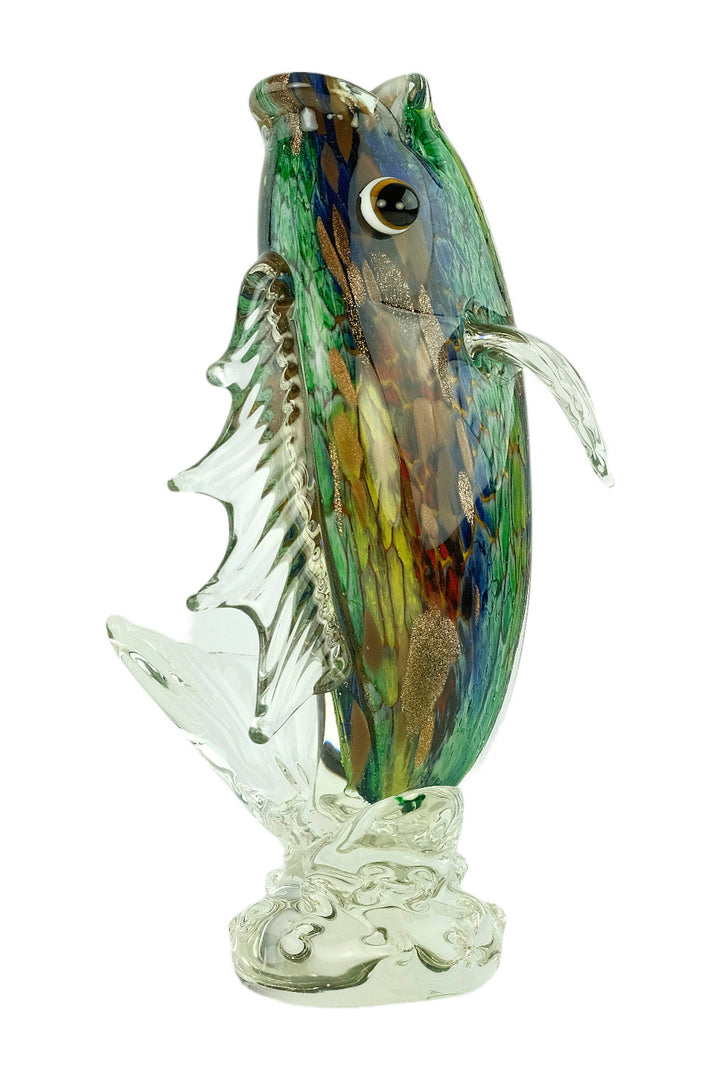 Glass Fish Sculpture in Murano Style Animal Art Figurine Fishing Lovers Gift Predator Fish Statue Fisher Gift Italian Design Sculpture