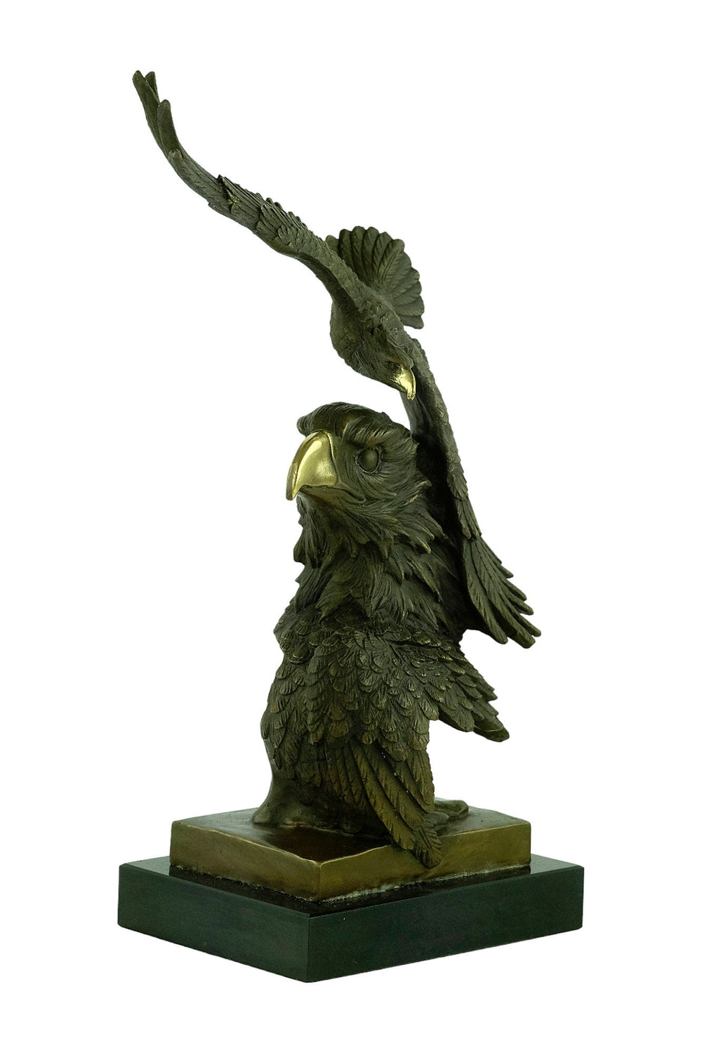 Bronze Eagle Sculpture Double Eagle Statue Wildlife Sculpture Hunting Decoration Eagle Head Sculpture Bronze Flying Eagle Art Figurine