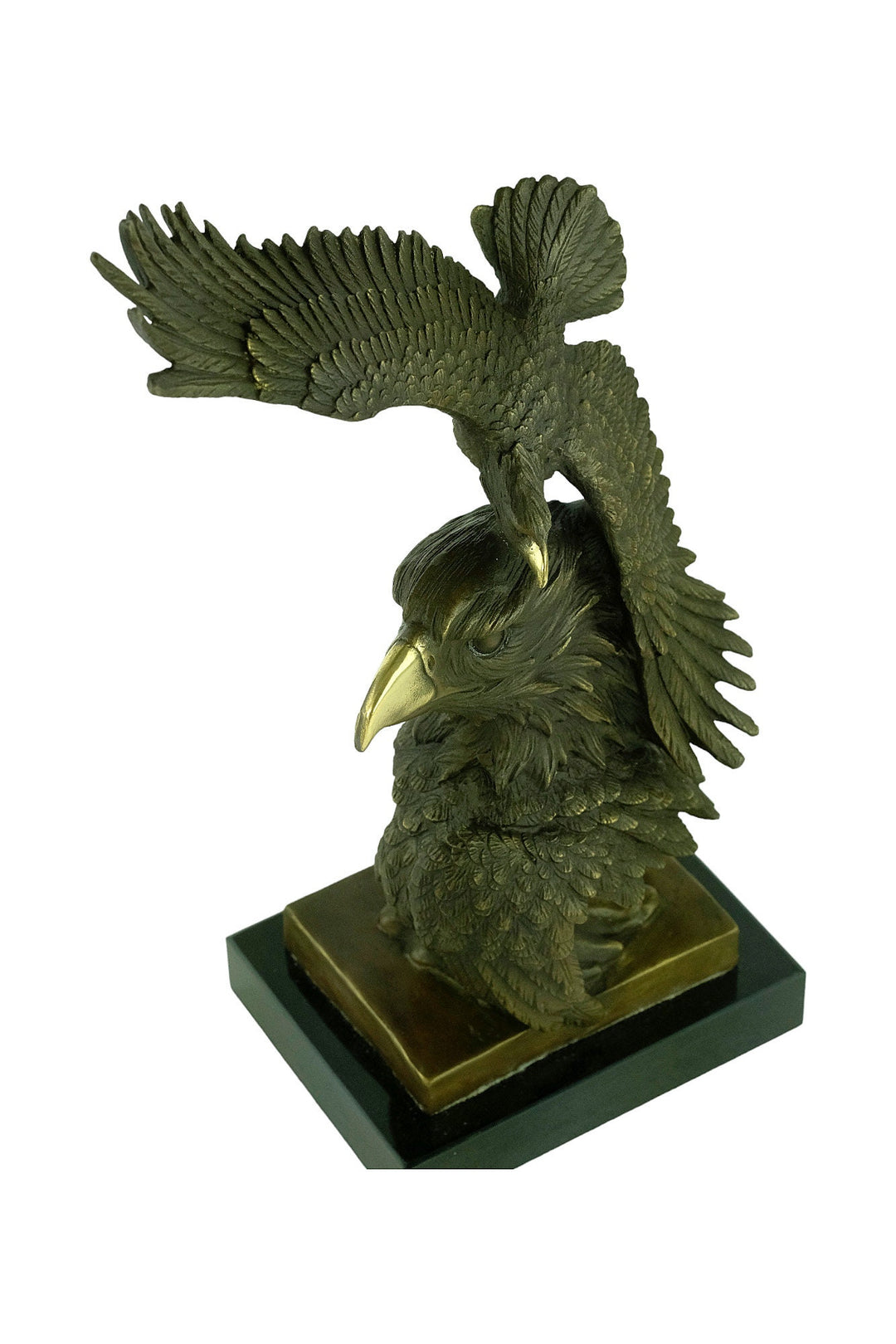 Bronze Eagle Sculpture Double Eagle Statue Wildlife Sculpture Hunting Decoration Eagle Head Sculpture Bronze Flying Eagle Art Figurine