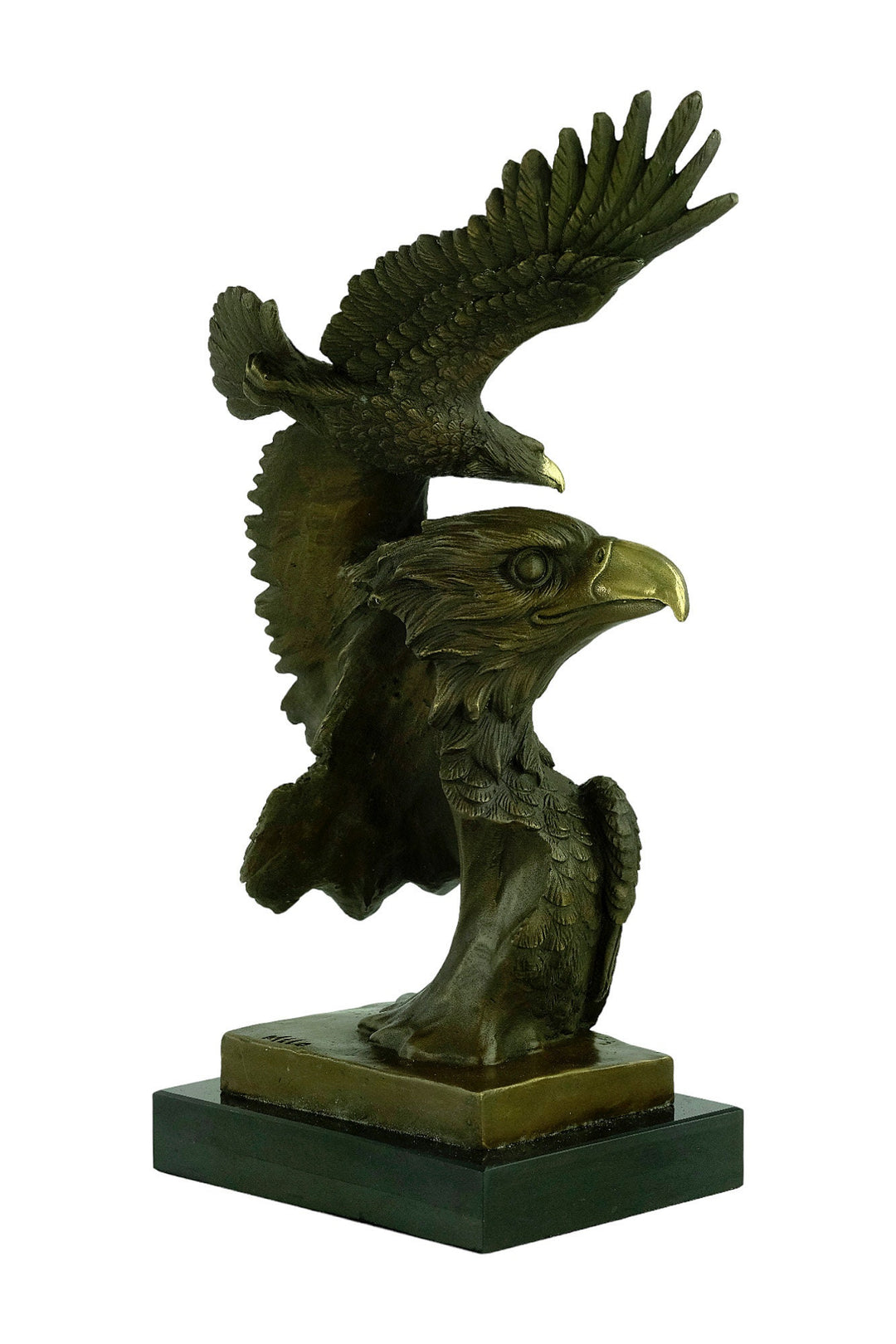 Bronze Eagle Sculpture Double Eagle Statue Wildlife Sculpture Hunting Decoration Eagle Head Sculpture Bronze Flying Eagle Art Figurine