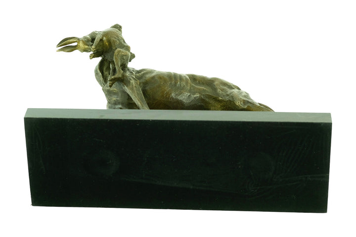 Bronze Sculpture of a Hunting Dog with Hare in Prosper Lecourtier Style Bronze Hunting Sculpture Animal Statue Hunting Decoration Hound