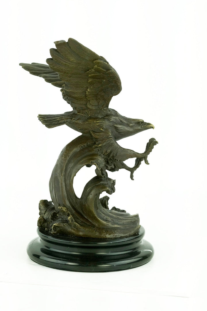 Bronze Eagle Statue Fishing Eagle Sculpture Wildlife Sculpture Animal Art Statue Flying Eagle Sculpture Bald Eagle Sculpture Milo Statue