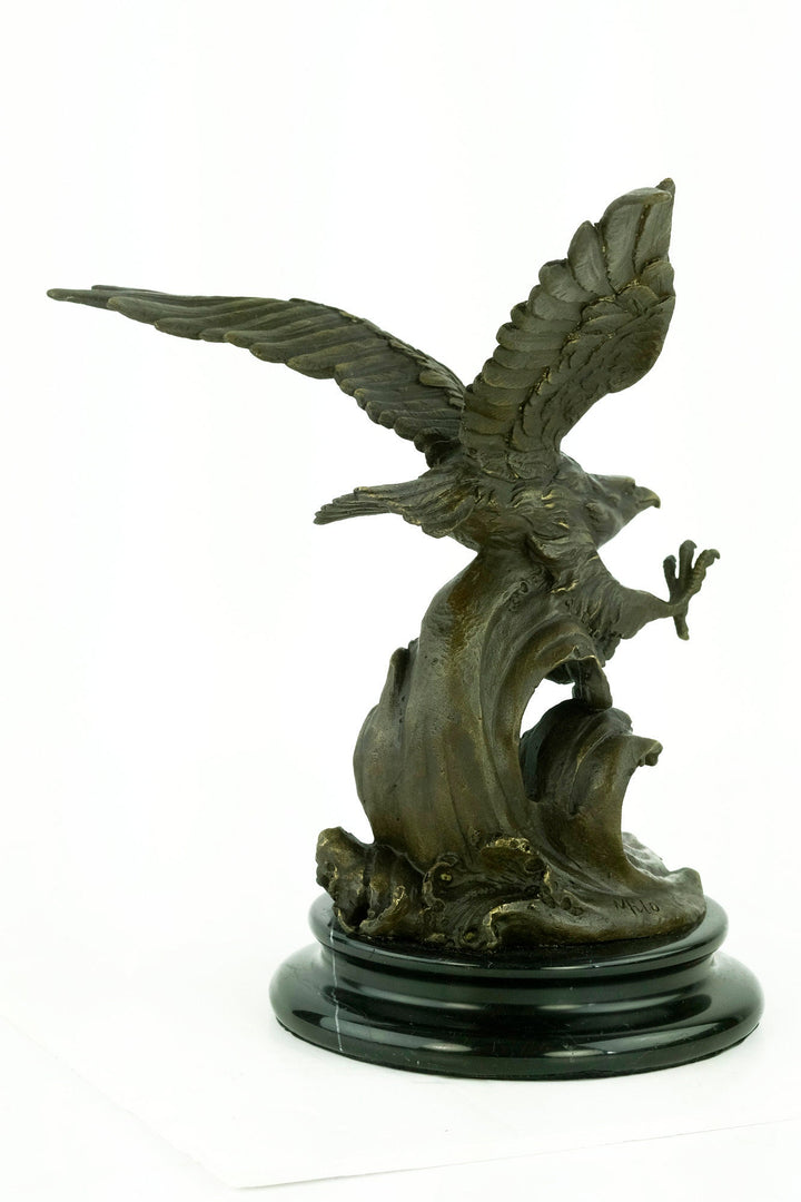 Bronze Eagle Statue Fishing Eagle Sculpture Wildlife Sculpture Animal Art Statue Flying Eagle Sculpture Bald Eagle Sculpture Milo Statue