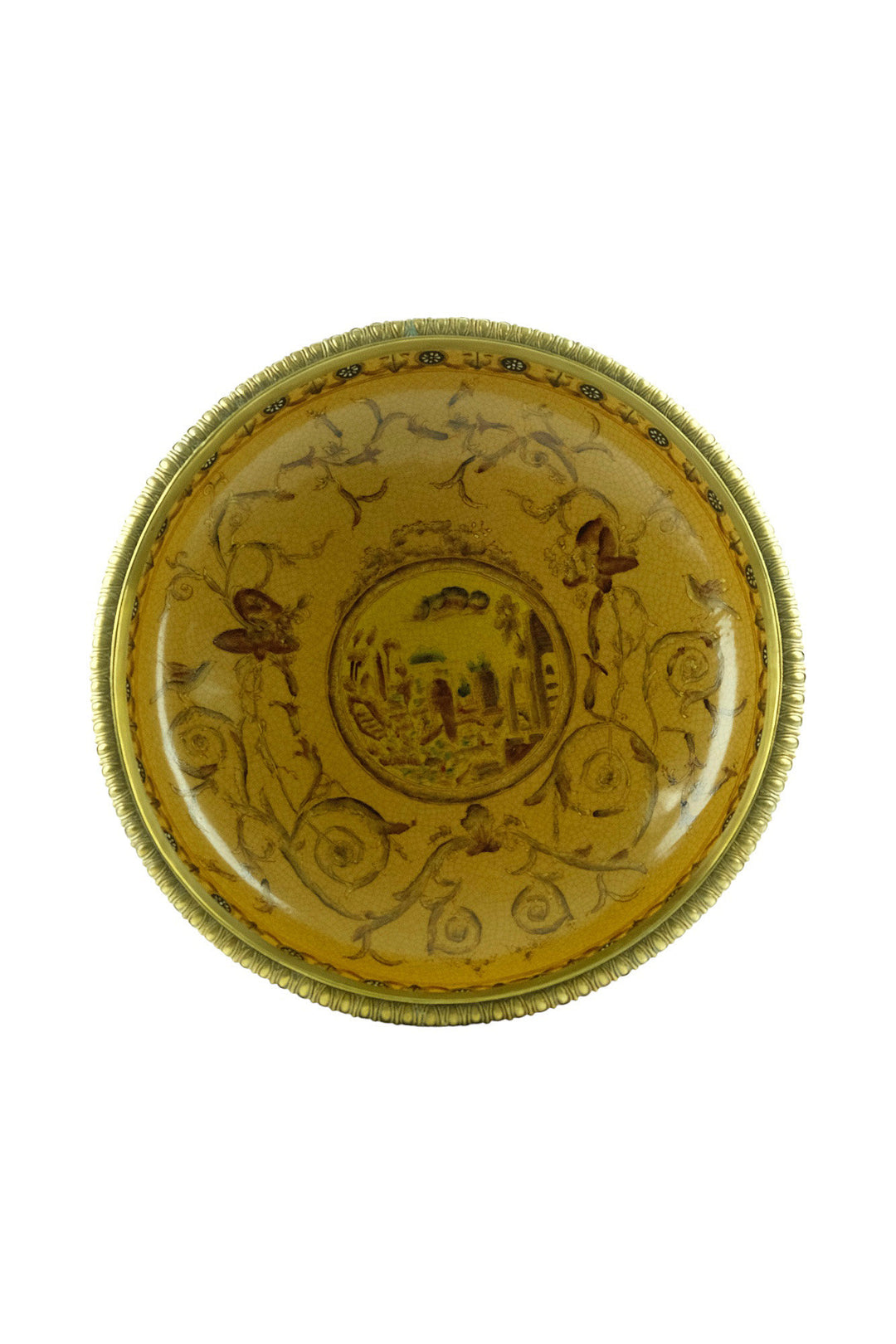 Large Porcelain Centerpiece Carried by Three Bronze Horses Unique Centerpiece Fruit Bowl Art Nouveau Decoration Horse Lovers Gift Tray