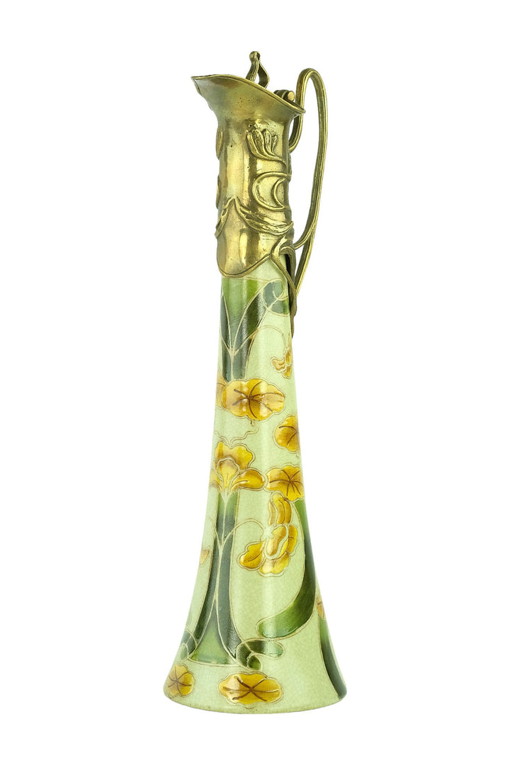 Art Nouveau Style Porcelain Claret Jug with Bronze Decoration Jugendstil Wine Jug Collectable Decanter Bronze Jar Wine Collectable Wine Gift