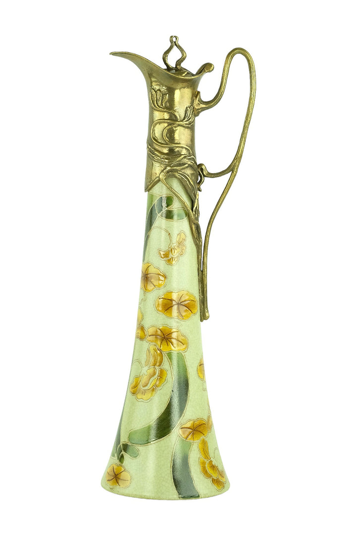 Art Nouveau Style Porcelain Claret Jug with Bronze Decoration Jugendstil Wine Jug Collectable Decanter Bronze Jar Wine Collectable Wine Gift