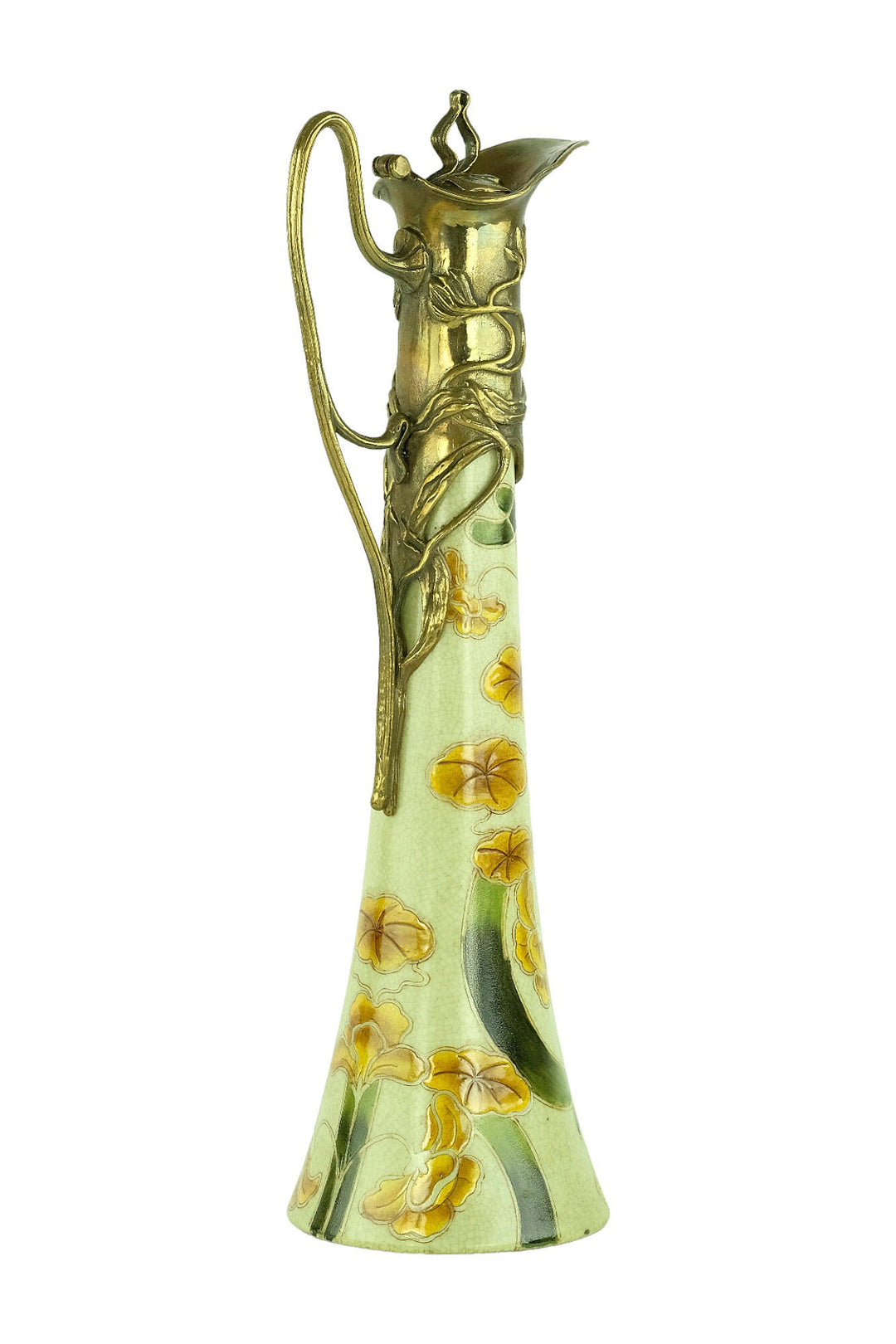 Art Nouveau Style Porcelain Claret Jug with Bronze Decoration Jugendstil Wine Jug Collectable Decanter Bronze Jar Wine Collectable Wine Gift