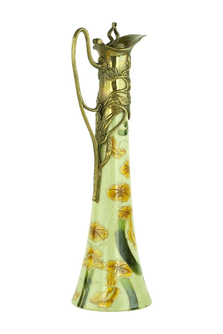 Art Nouveau Style Porcelain Claret Jug with Bronze Decoration Jugendstil Wine Jug Collectable Decanter Bronze Jar Wine Collectable Wine Gift