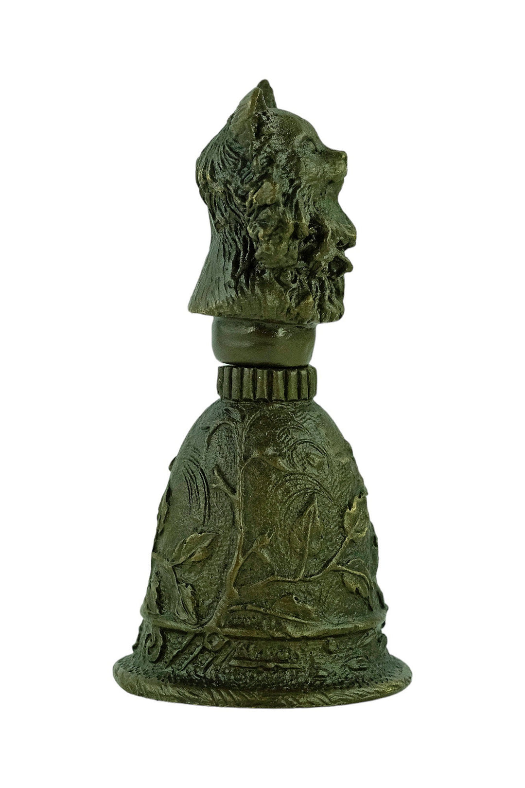 Bronze Bell with Cat Grip and Floral Decoration Unique Bell for Reception Cat Lovers Gift Bronze Cat Sculpture Animal Decoration Cat Gift