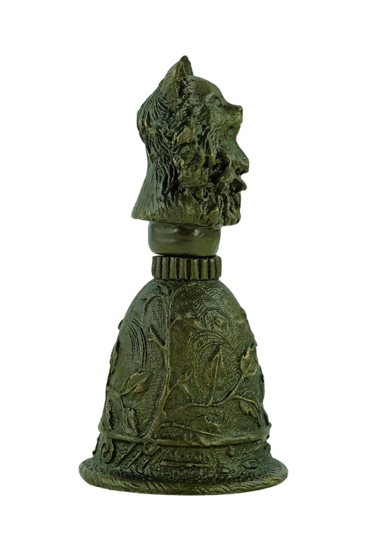 Bronze Bell with Cat Grip and Floral Decoration Unique Bell for Reception Cat Lovers Gift Bronze Cat Sculpture Animal Decoration Cat Gift