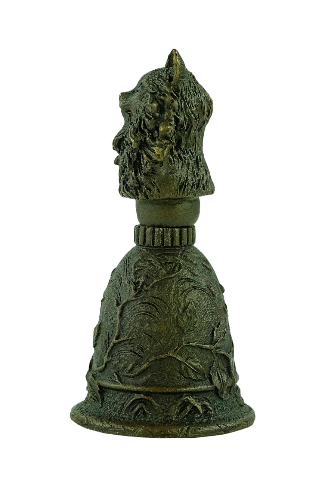 Bronze Bell with Cat Grip and Floral Decoration Unique Bell for Reception Cat Lovers Gift Bronze Cat Sculpture Animal Decoration Cat Gift