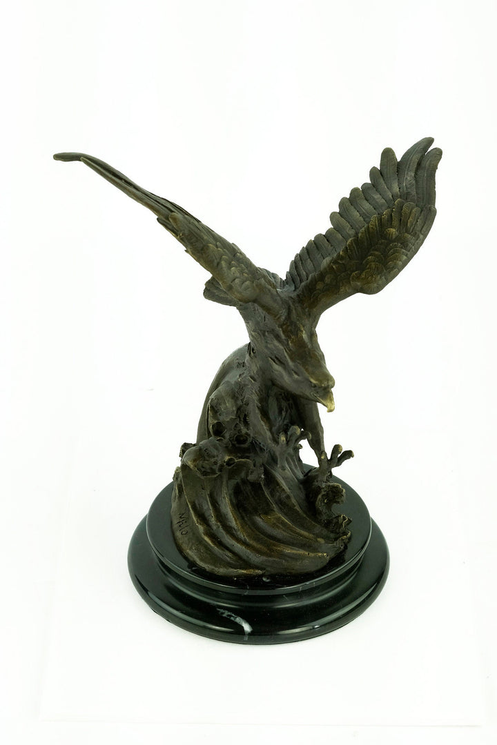Bronze Eagle Statue Fishing Eagle Sculpture Wildlife Sculpture Animal Art Statue Flying Eagle Sculpture Bald Eagle Sculpture Milo Statue