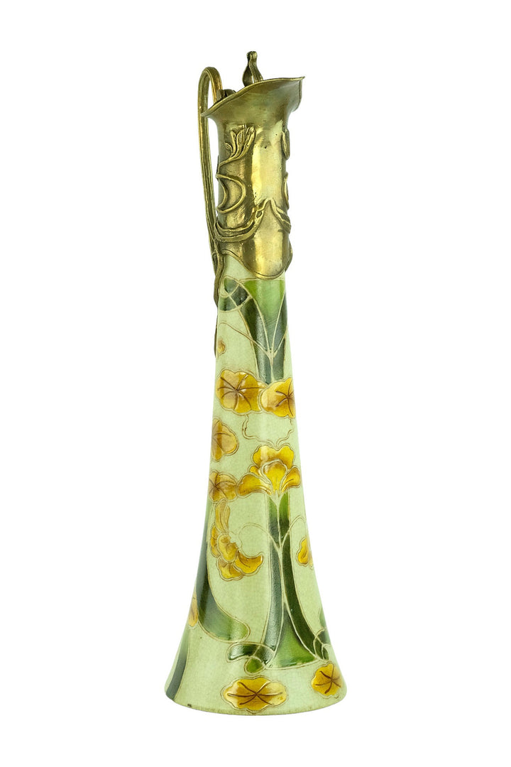 Art Nouveau Style Porcelain Claret Jug with Bronze Decoration Jugendstil Wine Jug Collectable Decanter Bronze Jar Wine Collectable Wine Gift