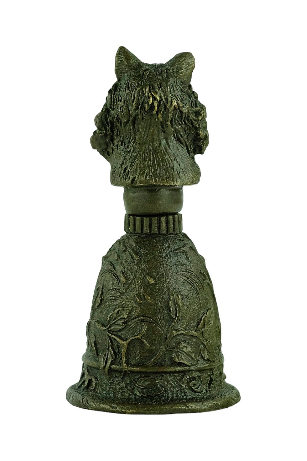 Bronze Bell with Cat Grip and Floral Decoration Unique Bell for Reception Cat Lovers Gift Bronze Cat Sculpture Animal Decoration Cat Gift