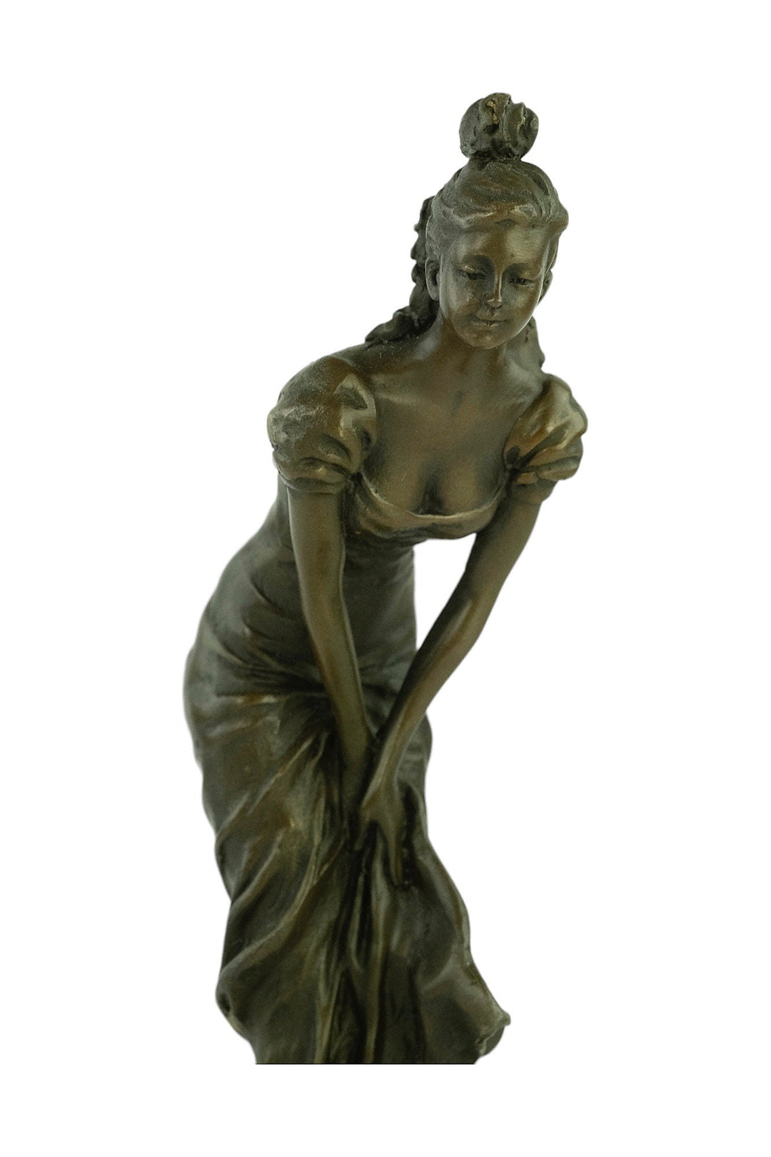 Bronze Female Sculpture in Draped Dress in the Style of Ledieu Bronze Female Statue Art Figurine Female Decoration Female Art Statue