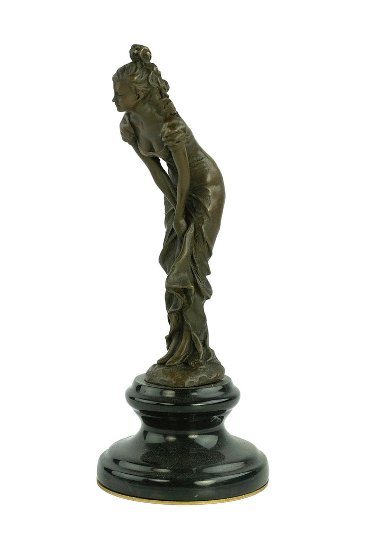 Bronze Female Sculpture in Draped Dress in the Style of Ledieu Bronze Female Statue Art Figurine Female Decoration Female Art Statue