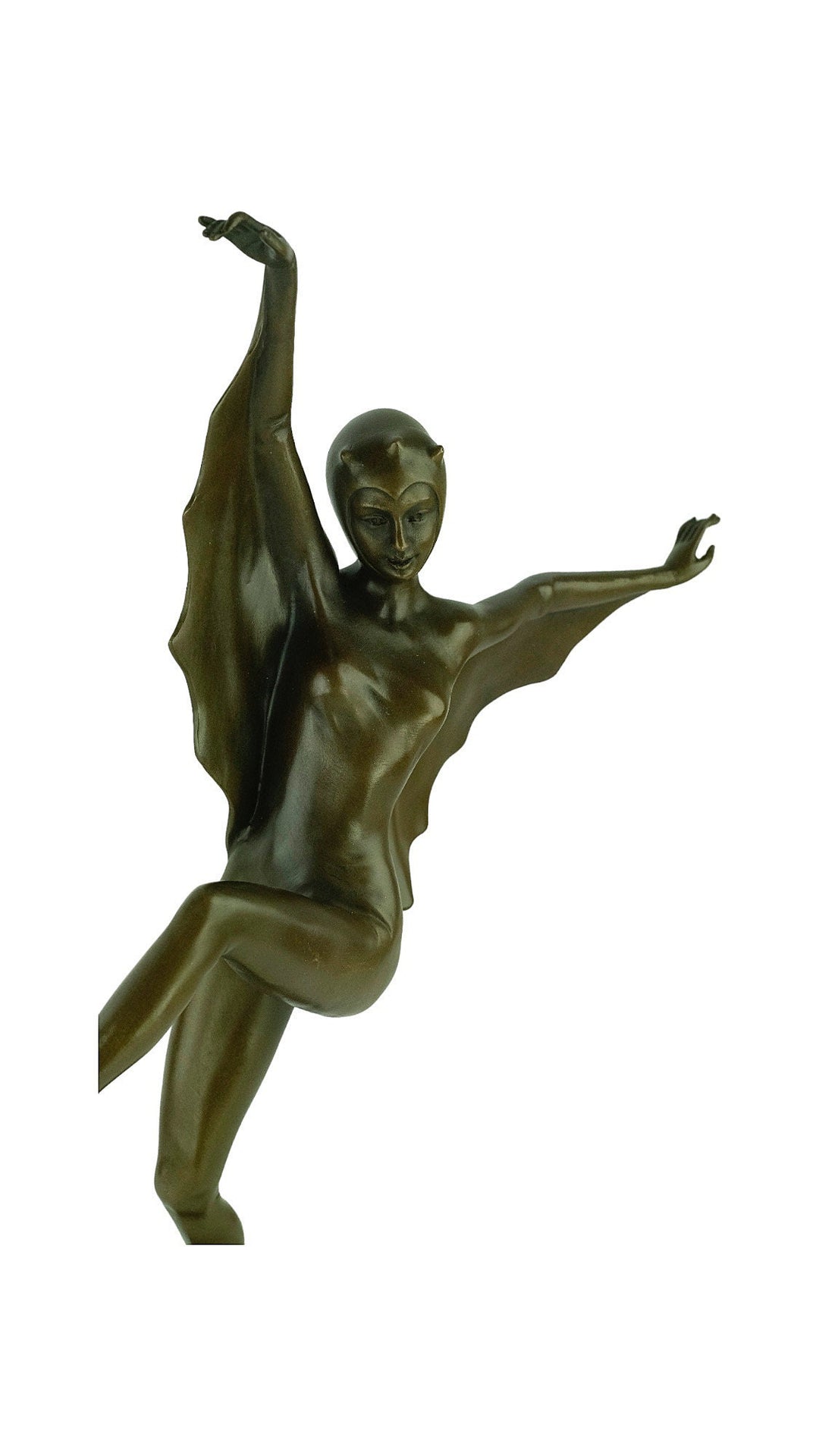 Bronze Bat Girl Sculpture in Art Deco Style Josef Lorenzl Bronze Dancer Statue Art Deco Dancer Sculpture Bronze Sculpture Dancing Female