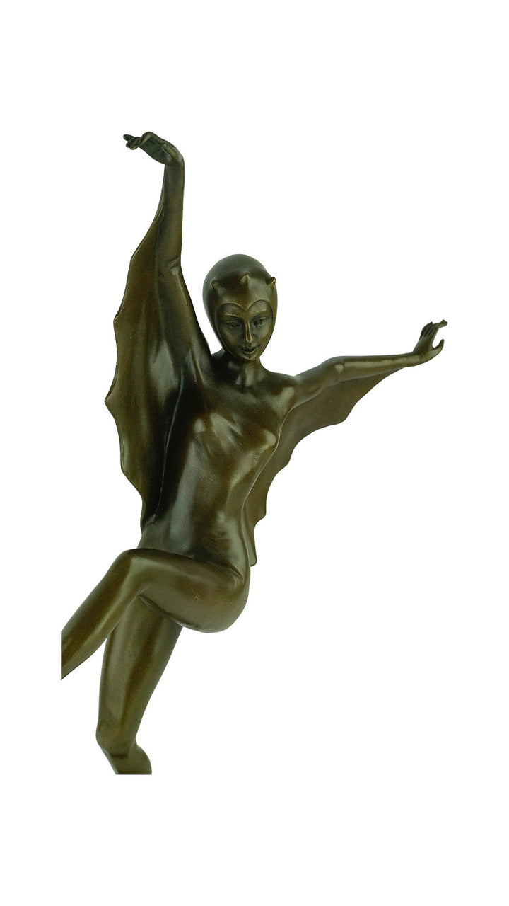 Bronze Bat Girl Sculpture in Art Deco Style Josef Lorenzl Bronze Dancer Statue Art Deco Dancer Sculpture Bronze Sculpture Dancing Female