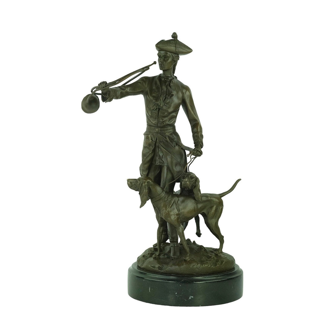 Bronze Hunting Sculpture Hunter with Hounds in Auguste Moreau Style Hunting Decoration Louis XV with Hounds Bronze Hunting Statue Hunt Gift