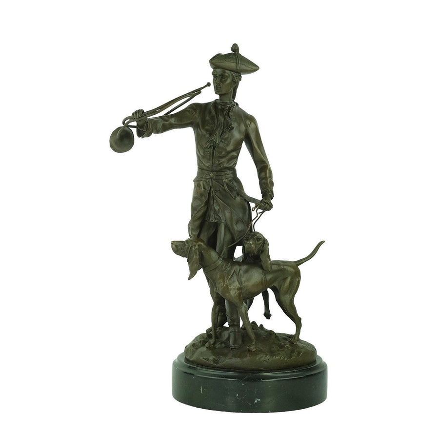 Bronze Hunting Sculpture Hunter with Hounds in Auguste Moreau Style Hunting Decoration Louis XV with Hounds Bronze Hunting Statue Hunt Gift
