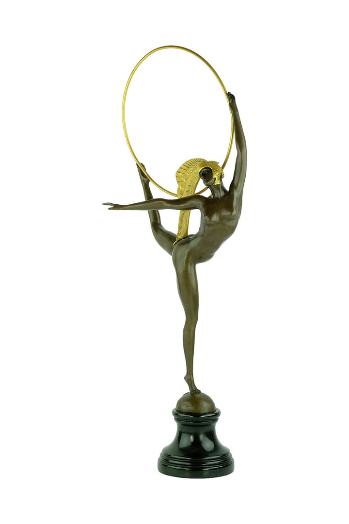 Bronze Hoop Dancer Sculpture in Art Deco Style Bronze Art Deco Statue Bronze Dancer Sculpture Female Dancer Sculpture Large Art Statue