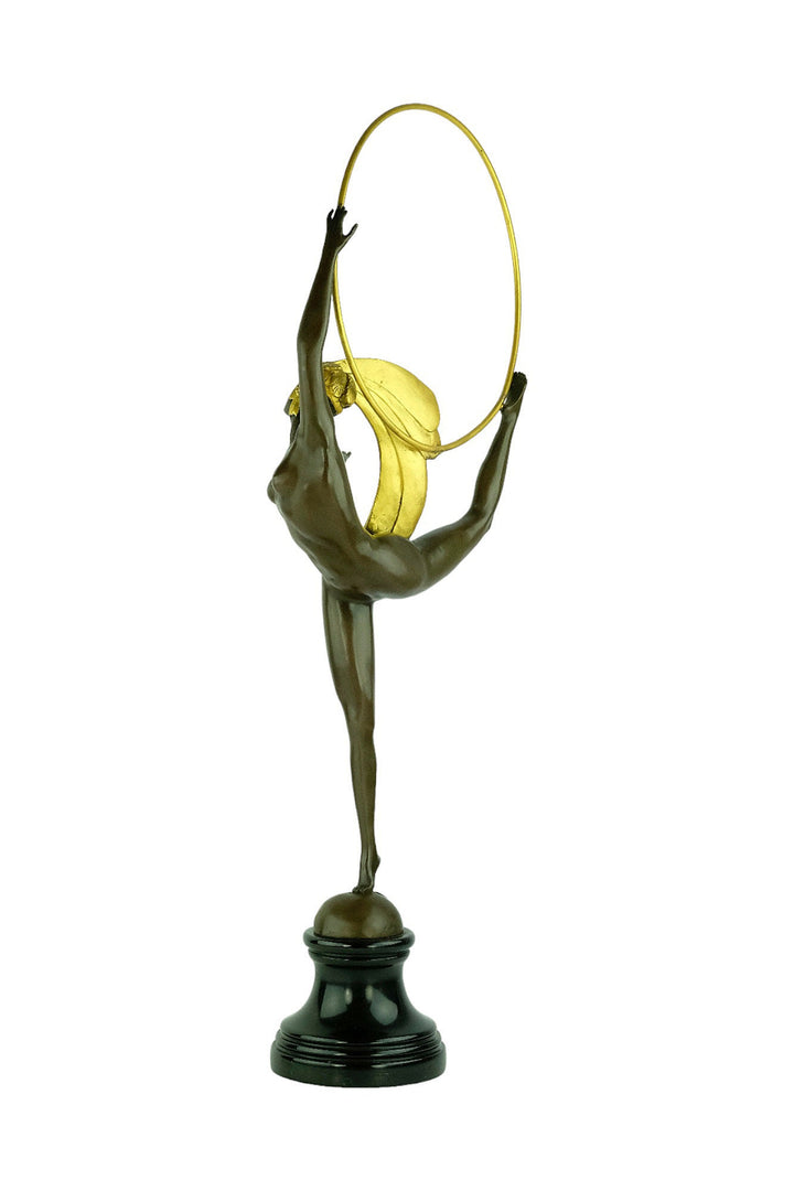 Bronze Hoop Dancer Sculpture in Art Deco Style Bronze Art Deco Statue Bronze Dancer Sculpture Female Dancer Sculpture Large Art Statue