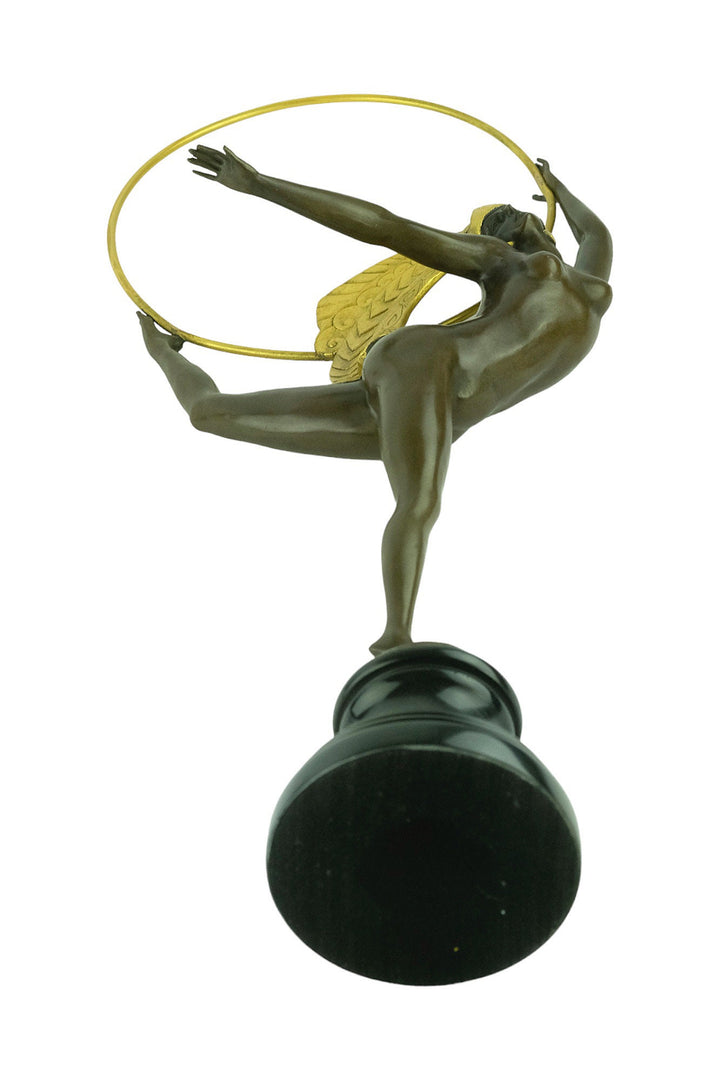 Bronze Hoop Dancer Sculpture in Art Deco Style Bronze Art Deco Statue Bronze Dancer Sculpture Female Dancer Sculpture Large Art Statue