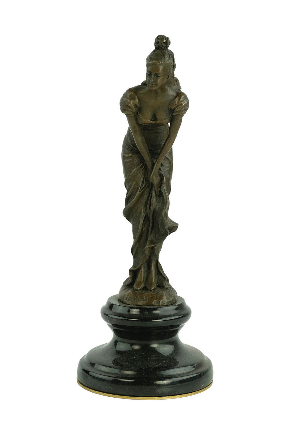 Bronze Female Sculpture in Draped Dress in the Style of Ledieu Bronze Female Statue Art Figurine Female Decoration Female Art Statue