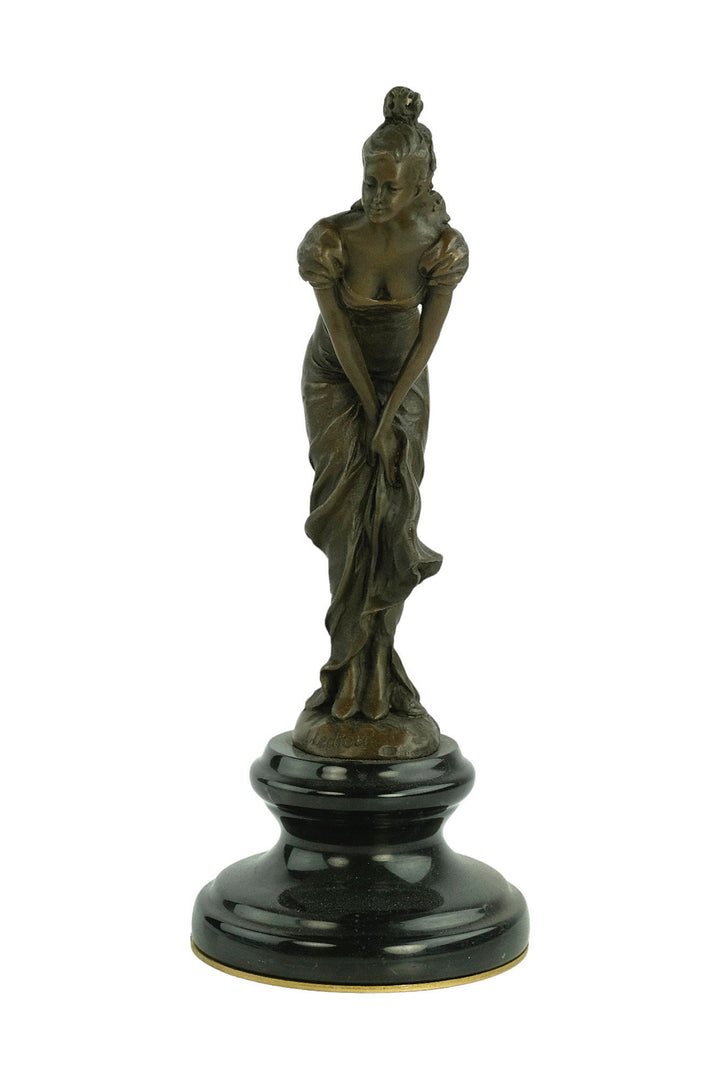 Bronze Female Sculpture in Draped Dress in the Style of Ledieu Bronze Female Statue Art Figurine Female Decoration Female Art Statue