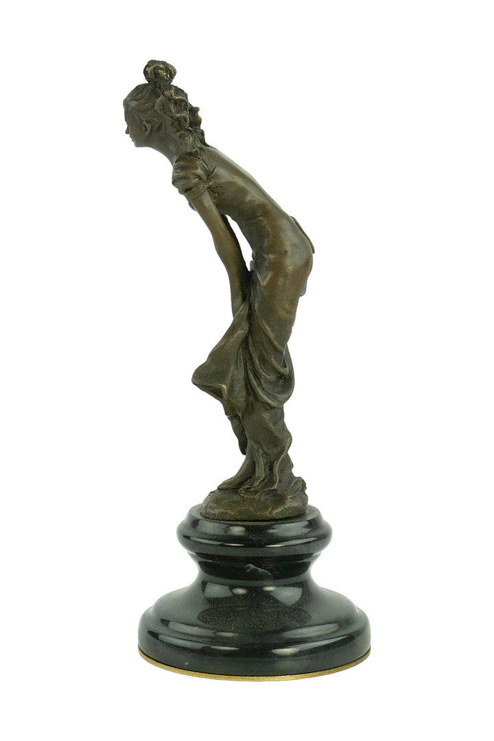 Bronze Female Sculpture in Draped Dress in the Style of Ledieu Bronze Female Statue Art Figurine Female Decoration Female Art Statue