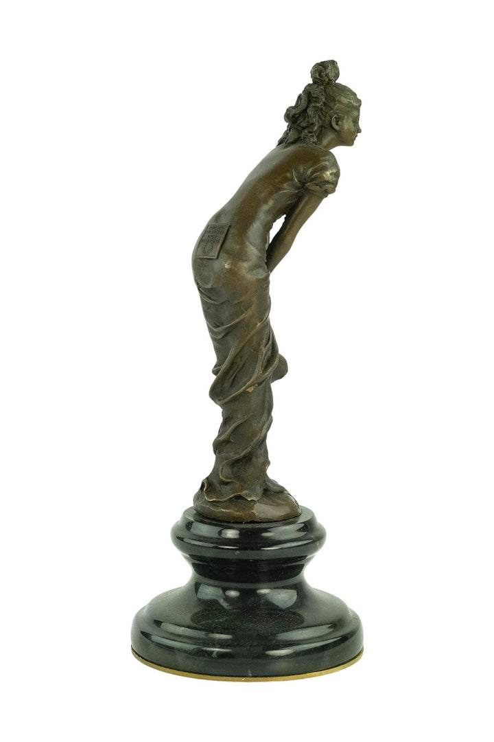 Bronze Female Sculpture in Draped Dress in the Style of Ledieu Bronze Female Statue Art Figurine Female Decoration Female Art Statue