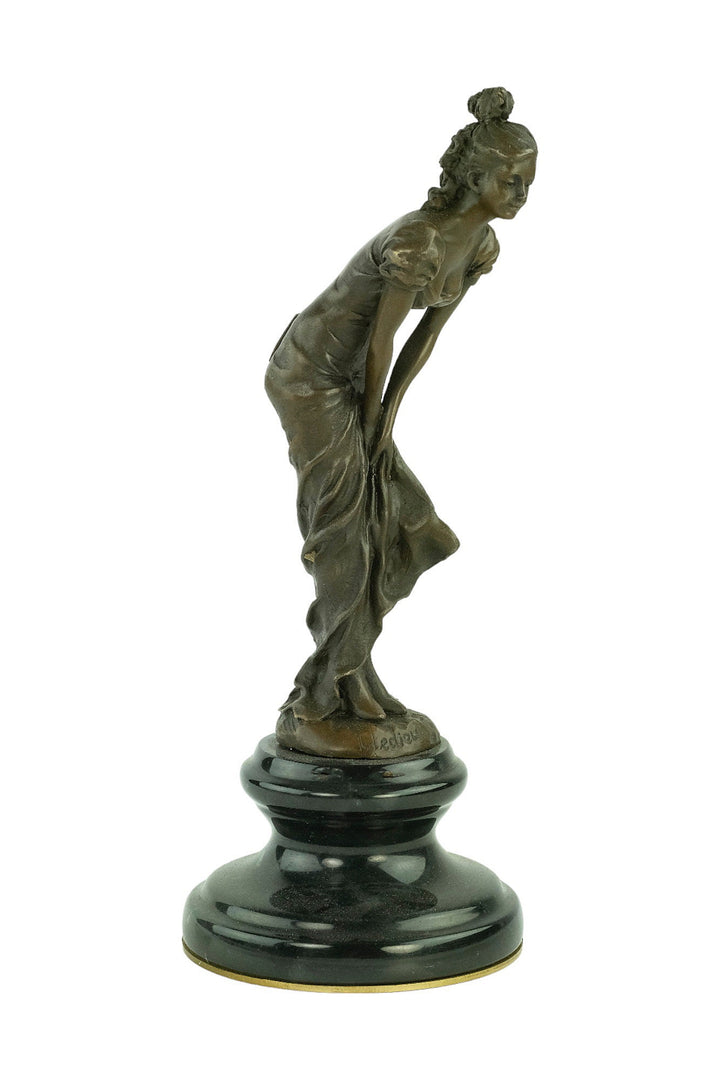Bronze Female Sculpture in Draped Dress in the Style of Ledieu Bronze Female Statue Art Figurine Female Decoration Female Art Statue