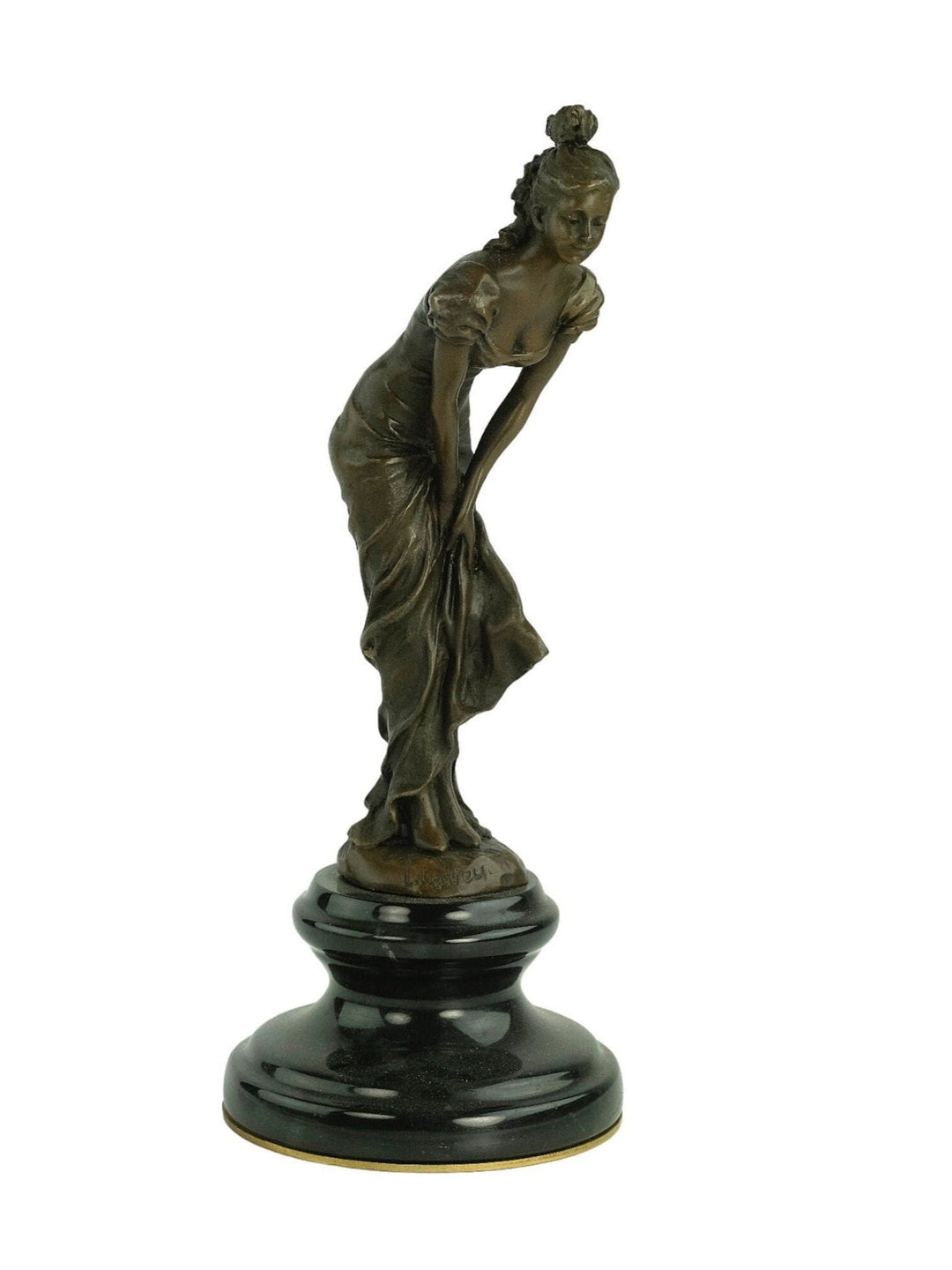 Bronze Female Sculpture in Draped Dress in the Style of Ledieu Bronze Female Statue Art Figurine Female Decoration Female Art Statue