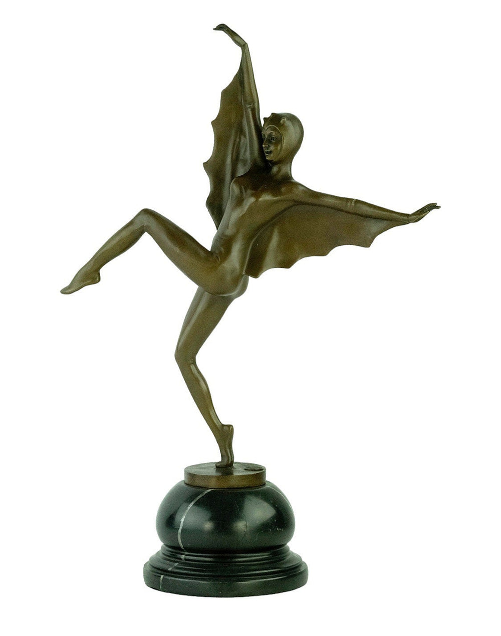 Bronze Bat Girl Sculpture in Art Deco Style Josef Lorenzl Bronze Dancer Statue Art Deco Dancer Sculpture Bronze Sculpture Dancing Female