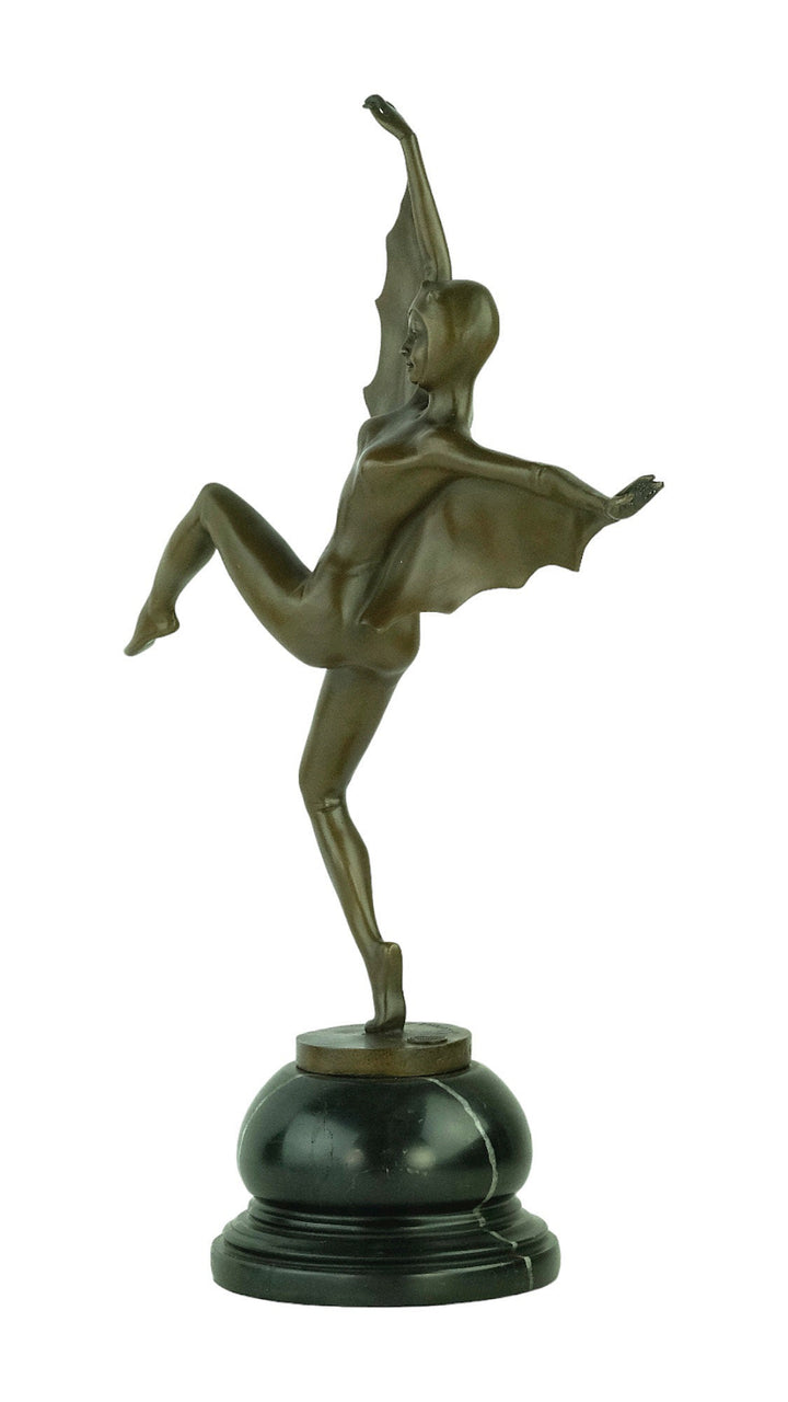 Bronze Bat Girl Sculpture in Art Deco Style Josef Lorenzl Bronze Dancer Statue Art Deco Dancer Sculpture Bronze Sculpture Dancing Female
