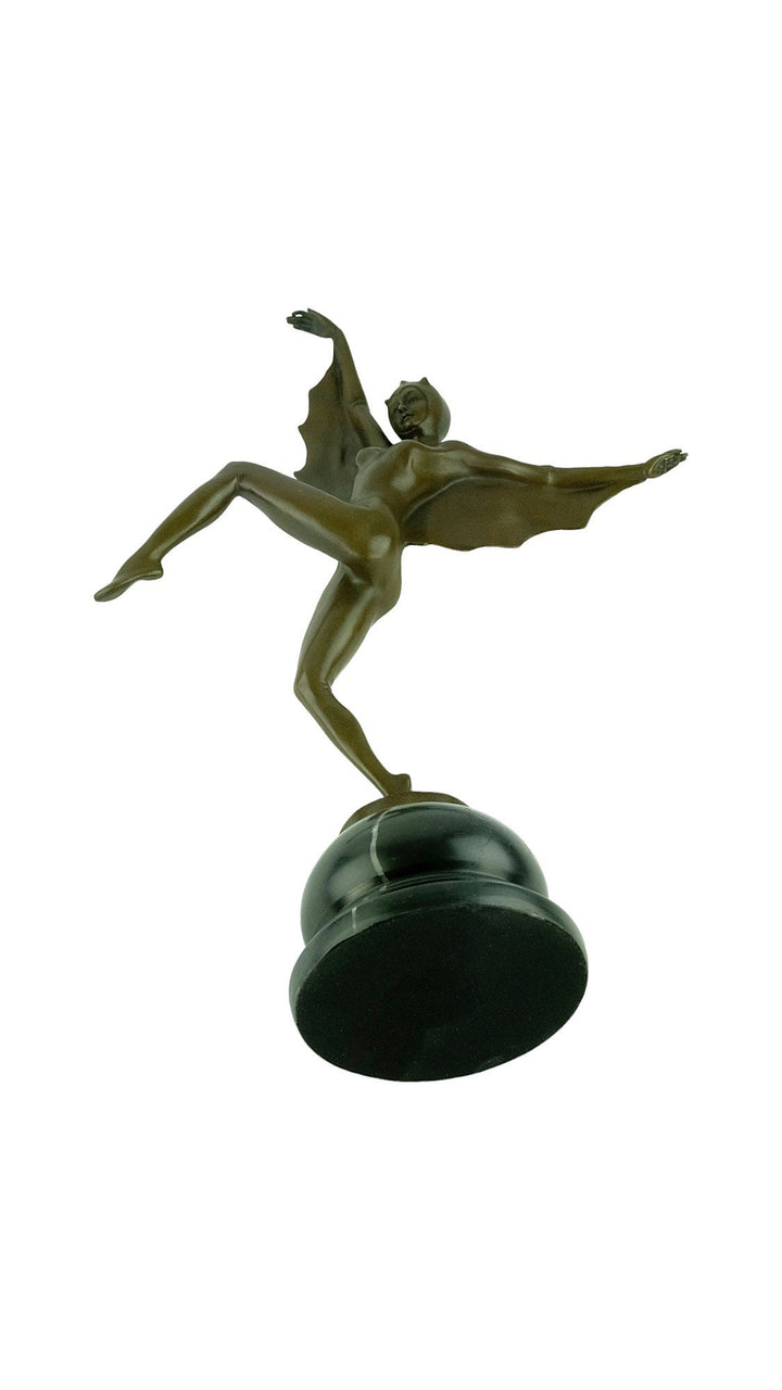 Bronze Bat Girl Sculpture in Art Deco Style Josef Lorenzl Bronze Dancer Statue Art Deco Dancer Sculpture Bronze Sculpture Dancing Female