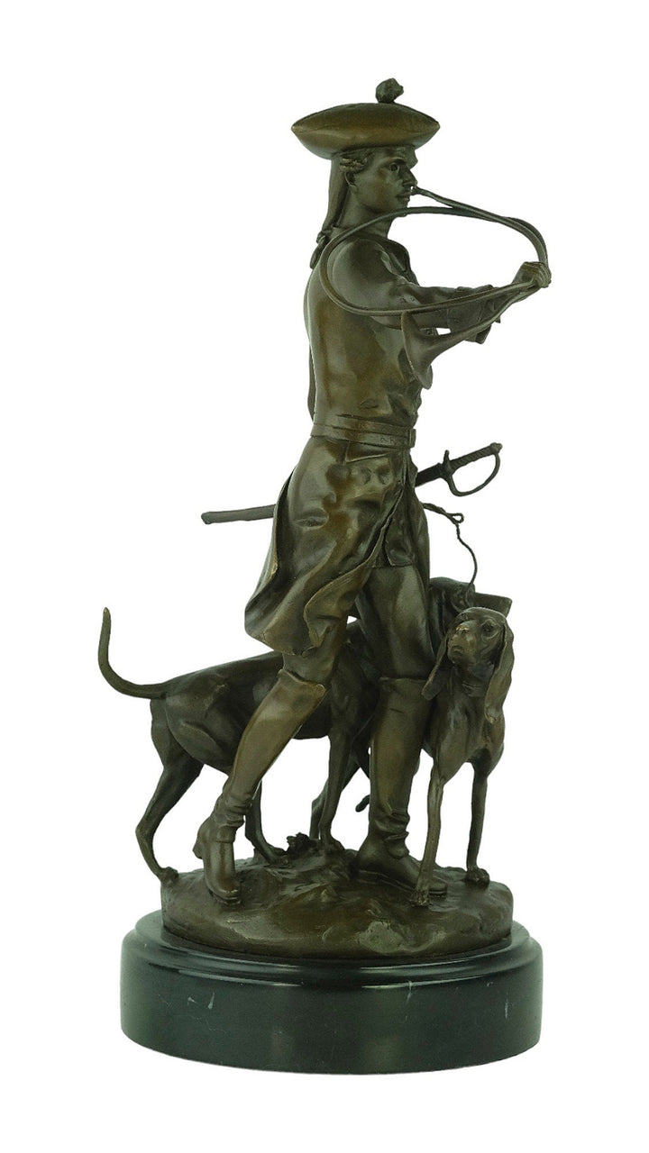 Bronze Hunting Sculpture Hunter with Hounds in Auguste Moreau Style Hunting Decoration Louis XV with Hounds Bronze Hunting Statue Hunt Gift