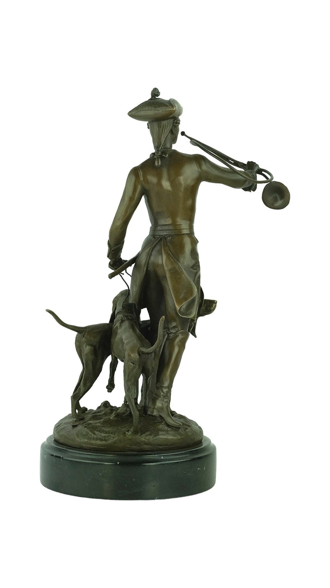 Bronze Hunting Sculpture Hunter with Hounds in Auguste Moreau Style Hunting Decoration Louis XV with Hounds Bronze Hunting Statue Hunt Gift
