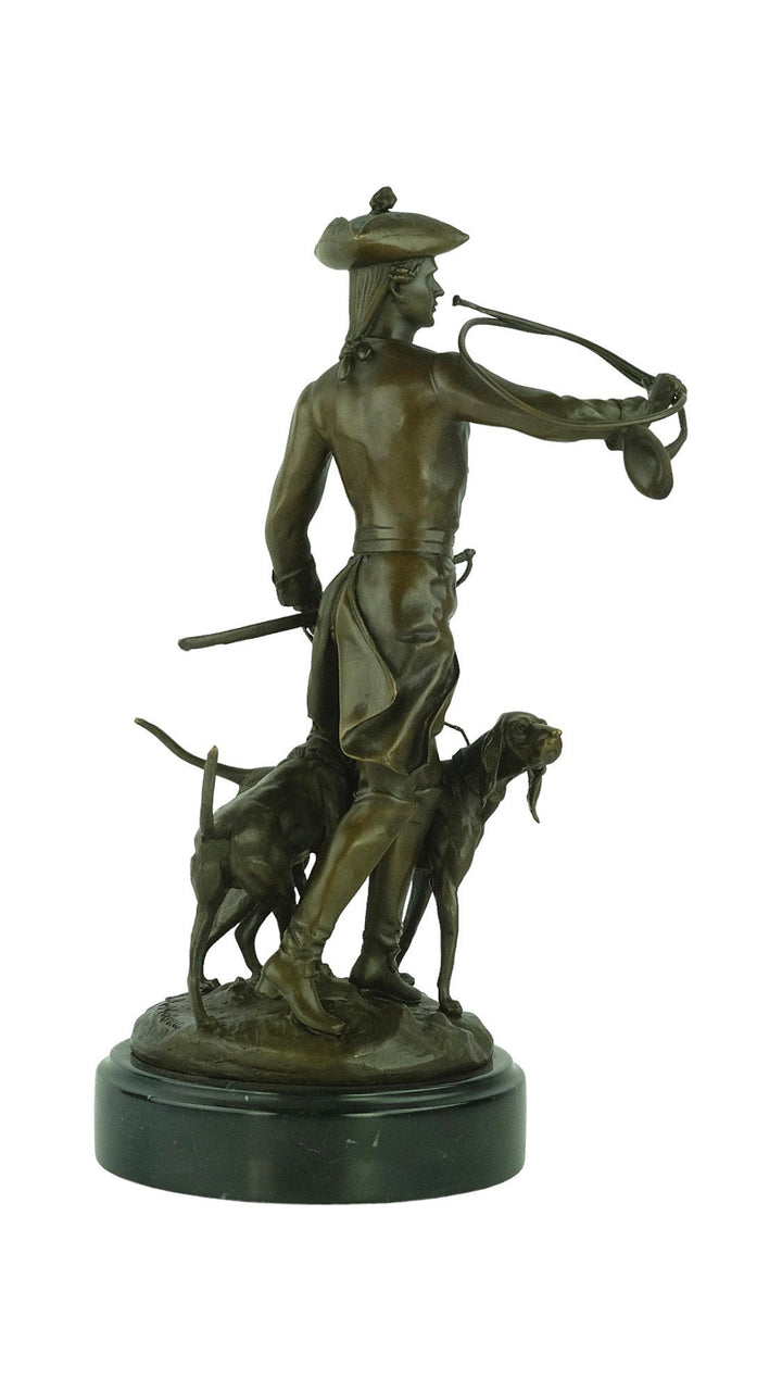 Bronze Hunting Sculpture Hunter with Hounds in Auguste Moreau Style Hunting Decoration Louis XV with Hounds Bronze Hunting Statue Hunt Gift