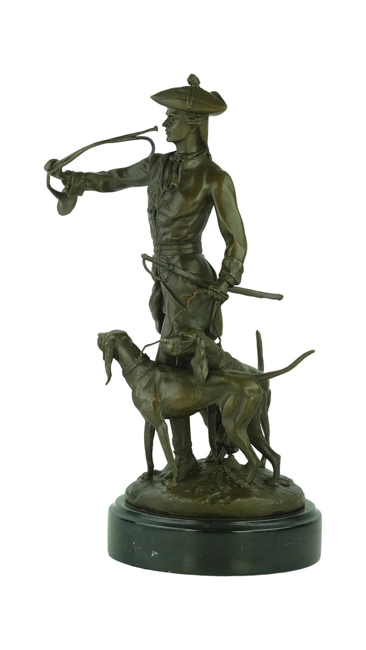 Bronze Hunting Sculpture Hunter with Hounds in Auguste Moreau Style Hunting Decoration Louis XV with Hounds Bronze Hunting Statue Hunt Gift