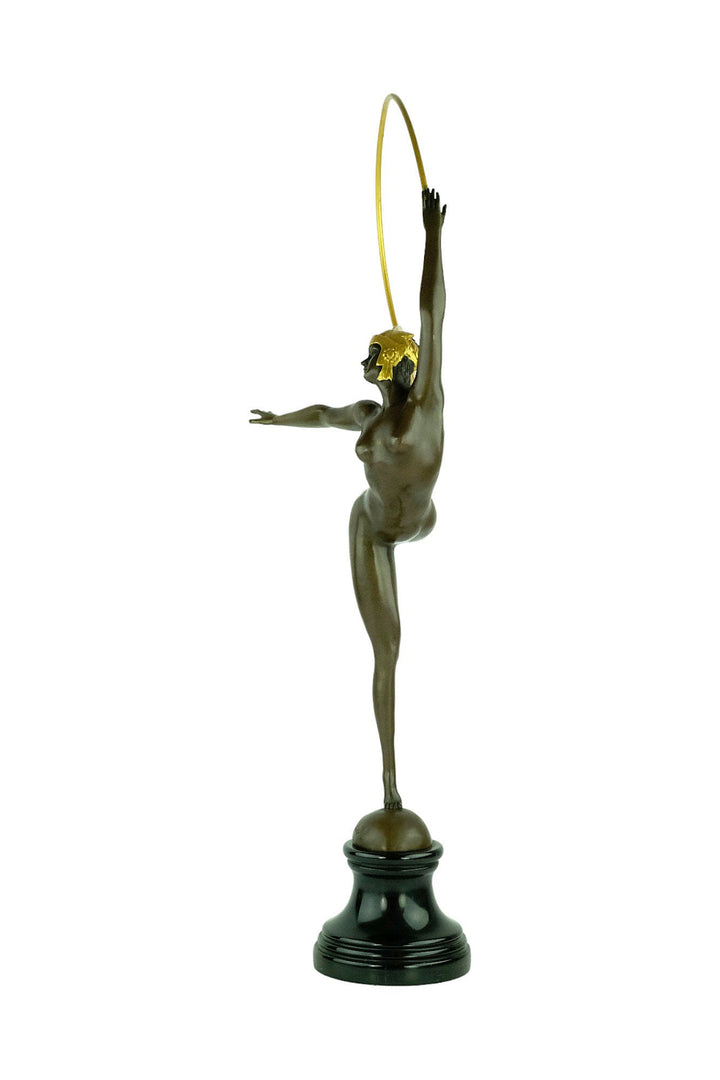 Bronze Hoop Dancer Sculpture in Art Deco Style Bronze Art Deco Statue Bronze Dancer Sculpture Female Dancer Sculpture Large Art Statue