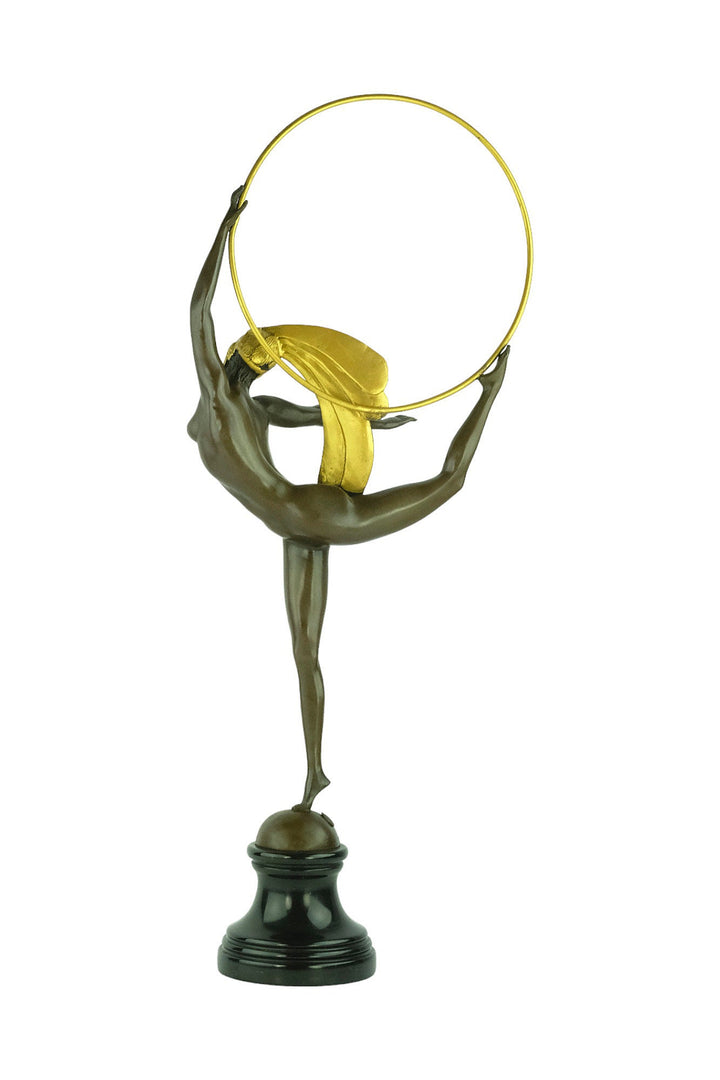 Bronze Hoop Dancer Sculpture in Art Deco Style Bronze Art Deco Statue Bronze Dancer Sculpture Female Dancer Sculpture Large Art Statue