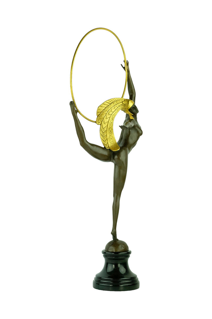 Bronze Hoop Dancer Sculpture in Art Deco Style Bronze Art Deco Statue Bronze Dancer Sculpture Female Dancer Sculpture Large Art Statue