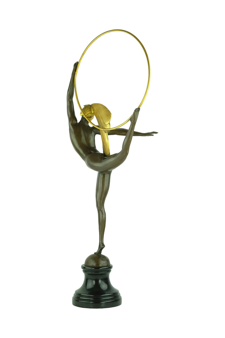 Bronze Hoop Dancer Sculpture in Art Deco Style Bronze Art Deco Statue Bronze Dancer Sculpture Female Dancer Sculpture Large Art Statue
