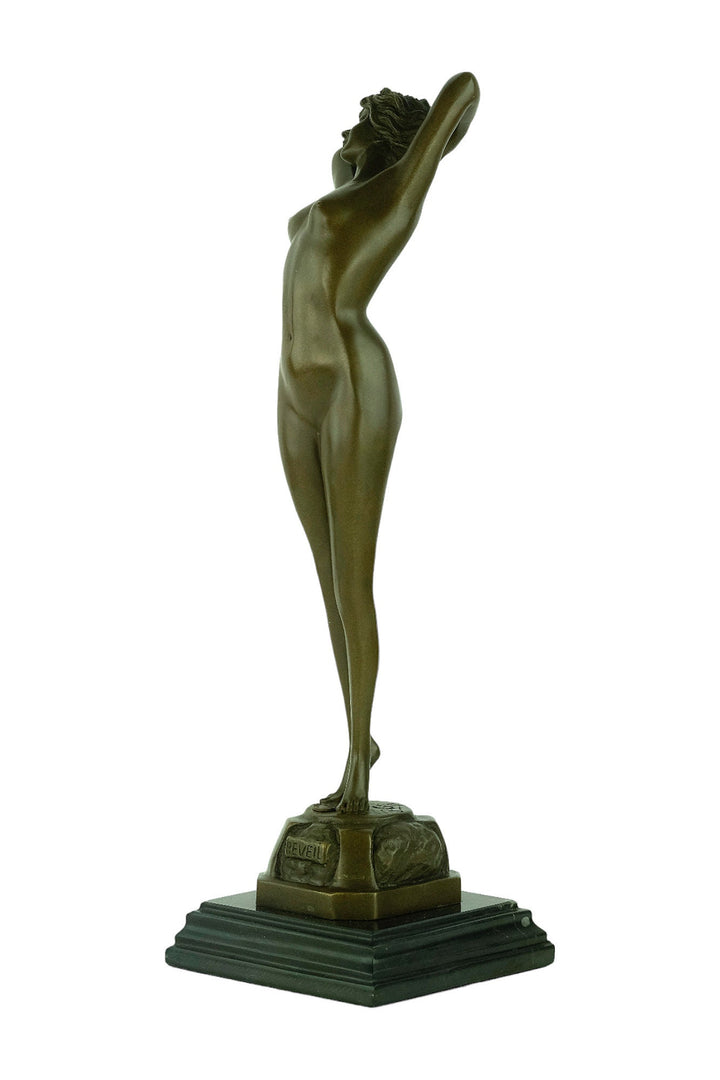 Bronze Female Nude Sculpture Named Reveil in Art Deco Style Bronze Female Statue Paul Philippe Bronze Art Deco Sculpture French Art Statue