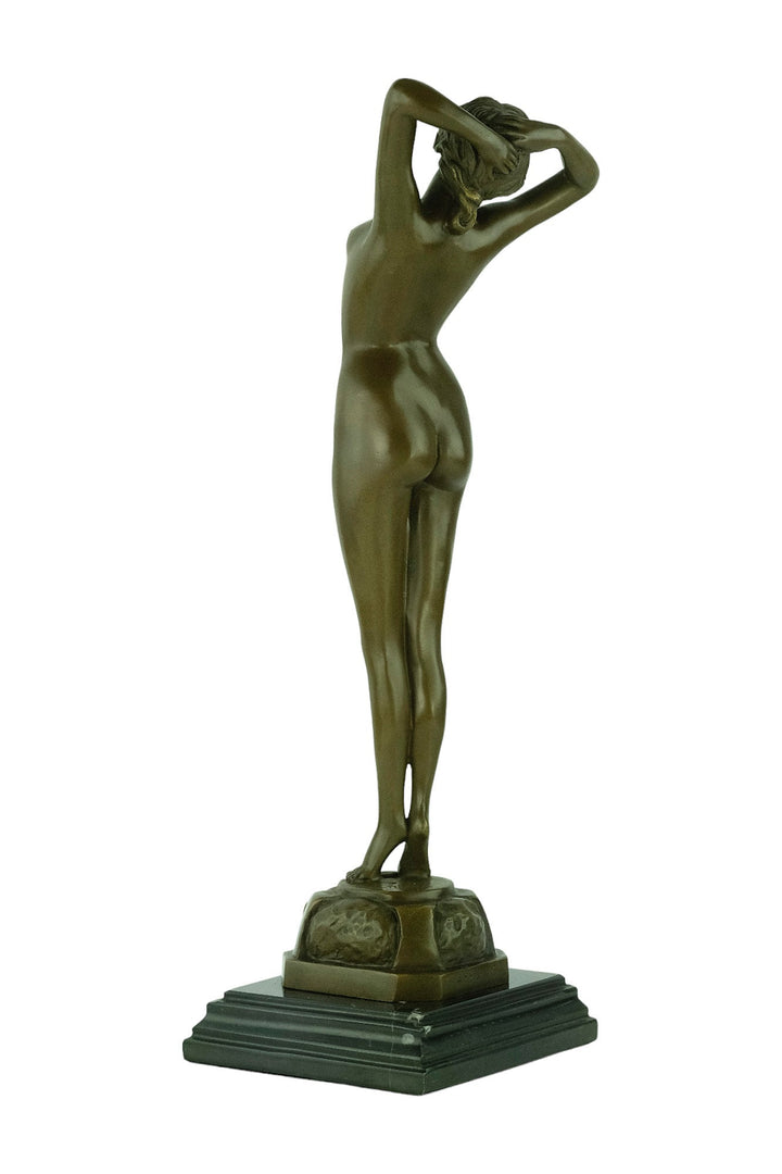 Bronze Female Nude Sculpture Named Reveil in Art Deco Style Bronze Female Statue Paul Philippe Bronze Art Deco Sculpture French Art Statue